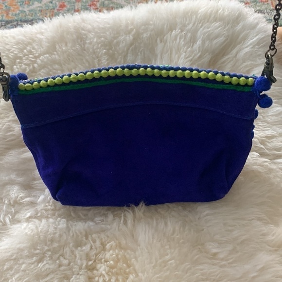 Olivia Dar Electric Blue Beaded Suede Clutch- purse - Picture 5 of 11